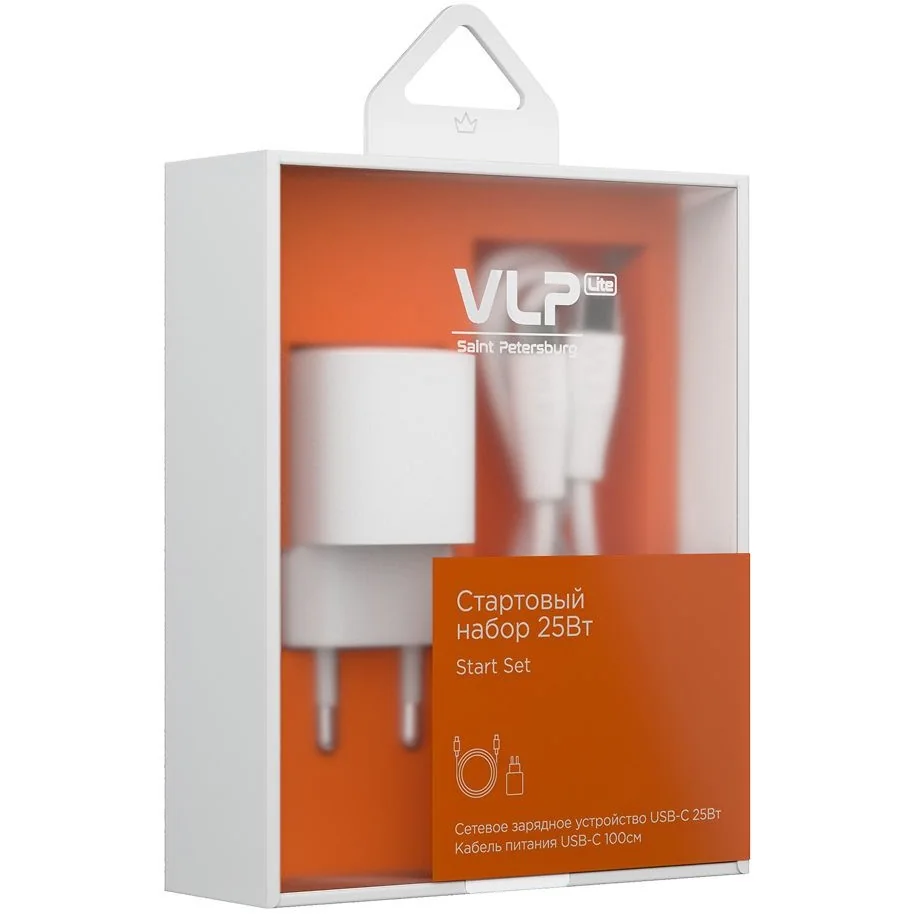 Адаптер VLP Lite Charge Mini USB-C 25W с кабелем USB-C 1m (White)