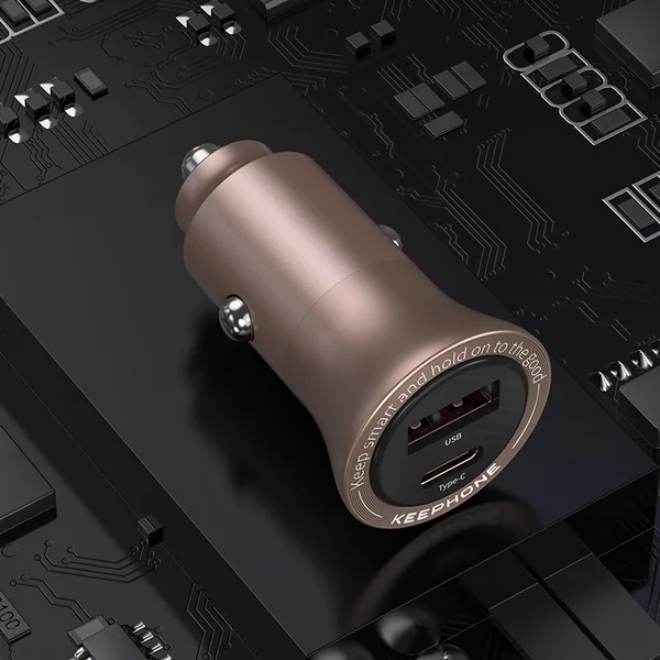 Автомобильное зарядное устройство Keephone CC-11 Powergo USB-A + USB-C 48W (Orange)