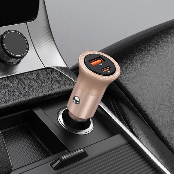 Автомобильное зарядное устройство Keephone CC-11 Powergo USB-A + USB-C 48W (Orange)