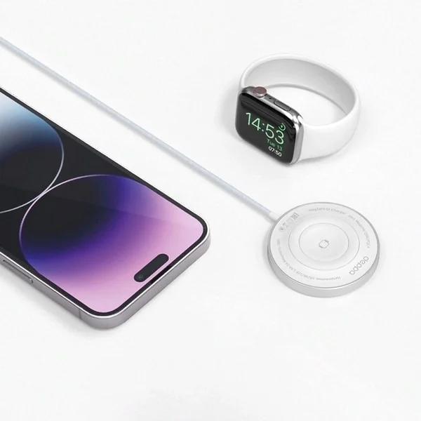 Беспроводное зарядное устройство Deppa QI Fast Charge 18W 2 в 1 белый