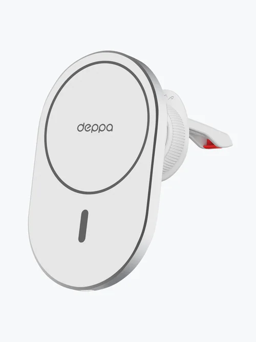Автомобильный держатель Deppa Flat MagSafe с беспроводной зарядкой (White)
