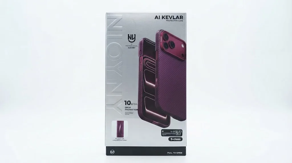 Чехол Njoyny с MagSafe для iPhone 17 Pro Max / 18 Pro Max под карбон (Burgundy)