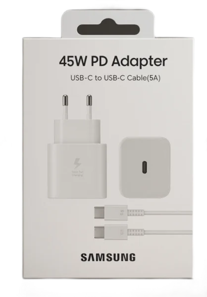 Адаптер Samsung USB-C 45W с кабелем USB-C 1.8m (White)