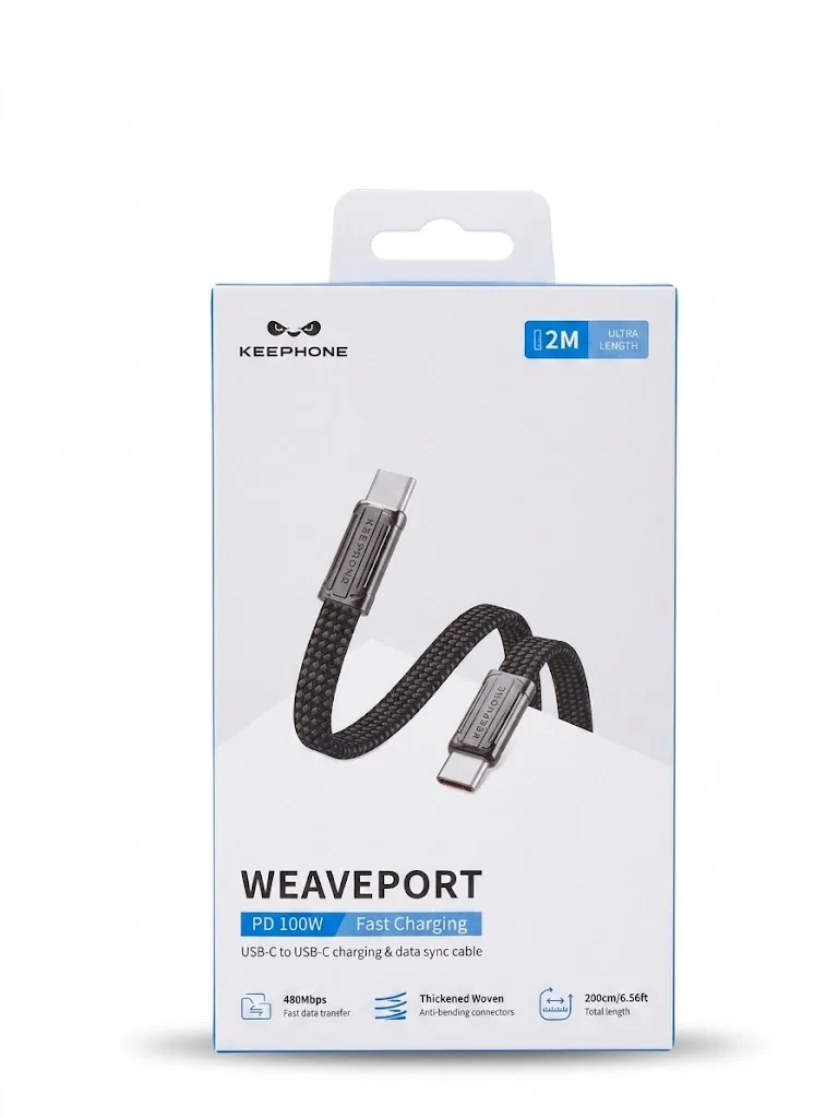 Кабель Keephone Waveport 100W USB-c - USB- C 2m (Black)