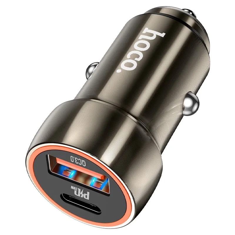 Автомобильное зарядное устройство Hoco Z46A Blue Whale USB-A + USB-C 38W (Metal Gray)