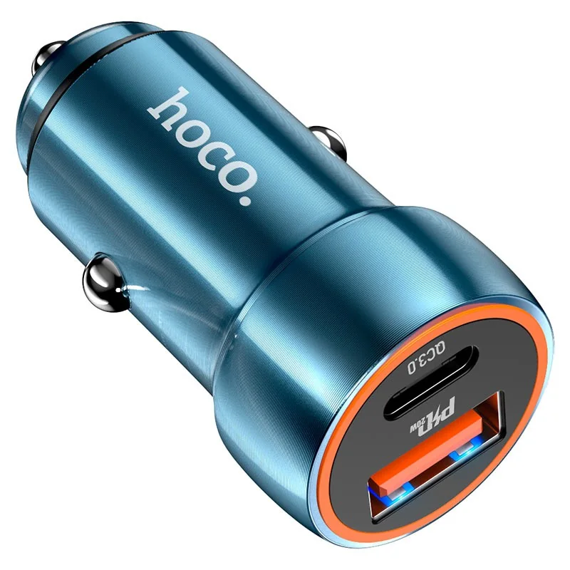 Автомобильное зарядное устройство Hoco Z46A Blue Whale USB-A + USB-C 38W (Metal Gray)