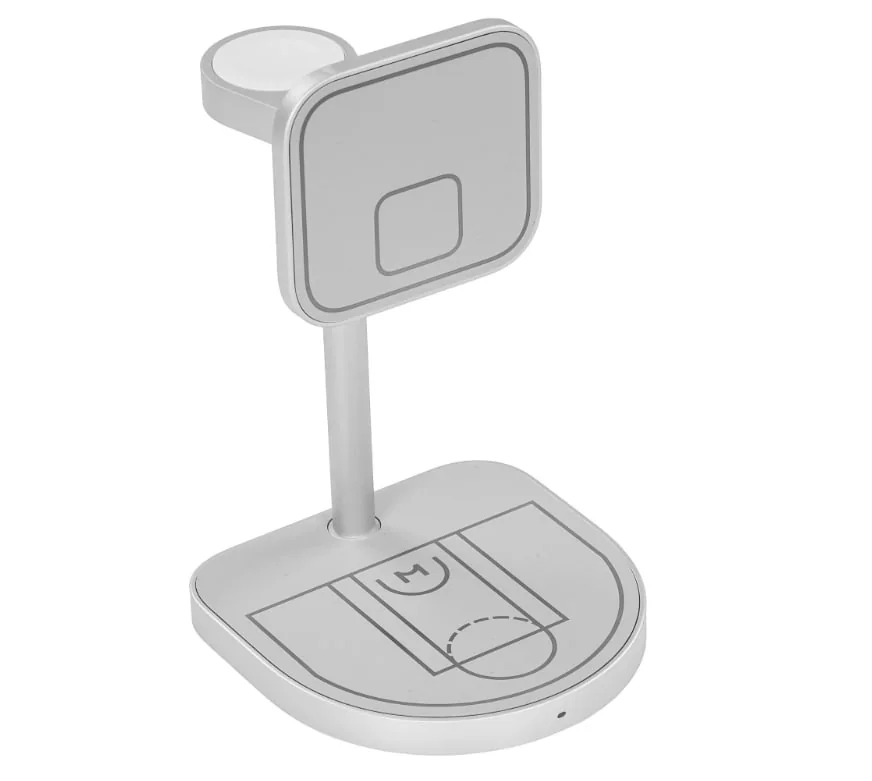 Беспроводная зарядная станция Magssory Basketball 3 в 1 MagSafe 15W (Silver)