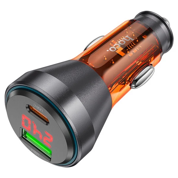 Автомобильное зарядное устройство Hoco NZ12B Unimpeded USB-A + USB-C 48W (Transparent Orange)