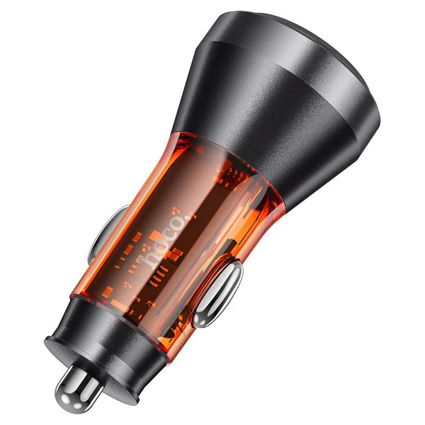 Автомобильное зарядное устройство Hoco NZ12B Unimpeded USB-A + USB-C 48W (Transparent Orange)