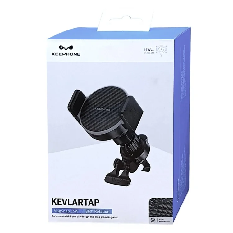 Автомобильный держатель Keephone KevlarTap MagSafe с беспроводной зарядкой (Black)