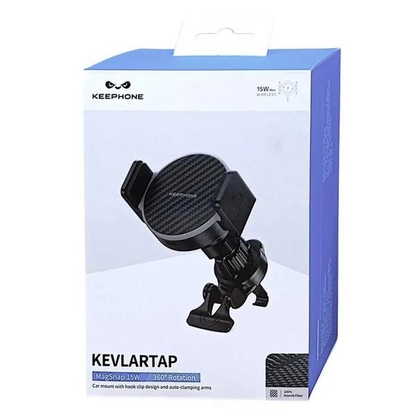 Автомобильный держатель Keephone KevlarTap MagSafe с беспроводной зарядкой (Black)