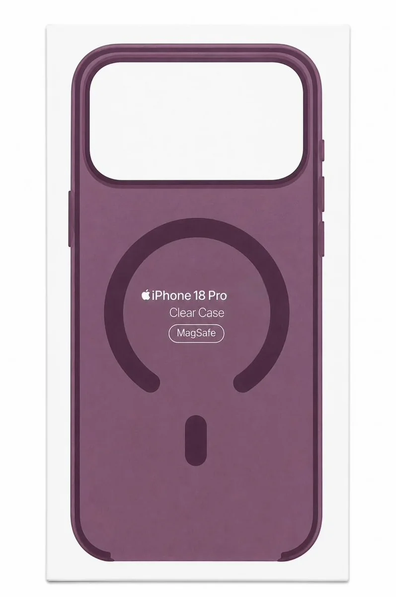 Чехол прозрачный вишневый с MagSafe для iPhone 17 Pro /18 Pro (пластиковый)
