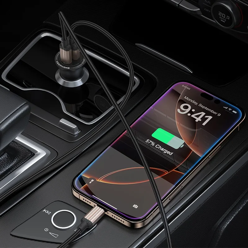 Автомобильное зарядное устройство Keephone CC-11 Powergo USB-A + USB-C 48W (Black)