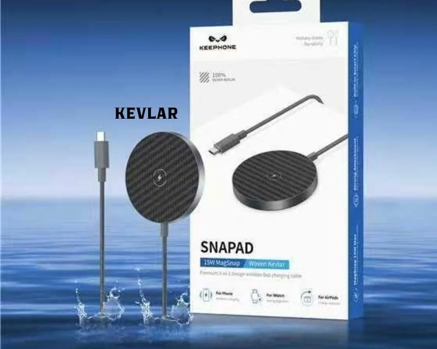 Беспроводная зарядная станция Keephone Snapad Kevlar 3 в 1 MagSafe 15W (Black)
