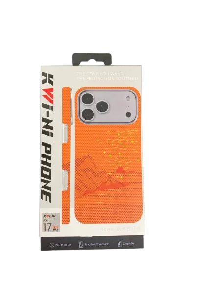 Чехол Kwi-Ni с MagSafe для iPhone 17 Pro Max под карбон Оранжевый звезды