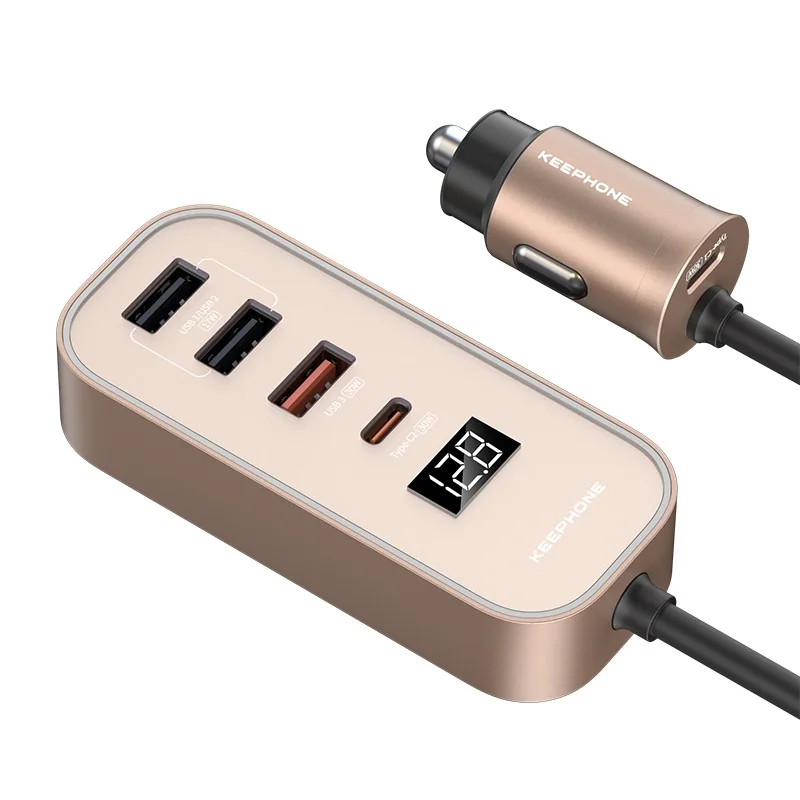 Автомобильное зарядное устройство Keephone CC14 RevAmp 3xUSB-A + 2xUSB-C 107W (Desert Titanium)