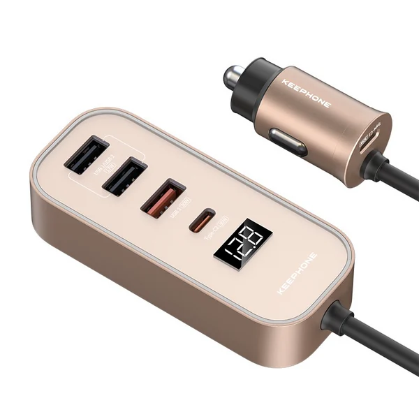 Автомобильное зарядное устройство Keephone CC14 RevAmp 3xUSB-A + 2xUSB-C 107W (Desert Titanium)