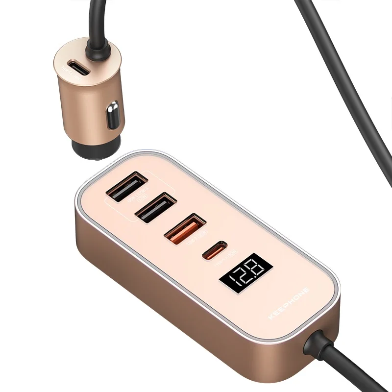 Автомобильное зарядное устройство Keephone CC14 RevAmp 3xUSB-A + 2xUSB-C 107W (Desert Titanium)