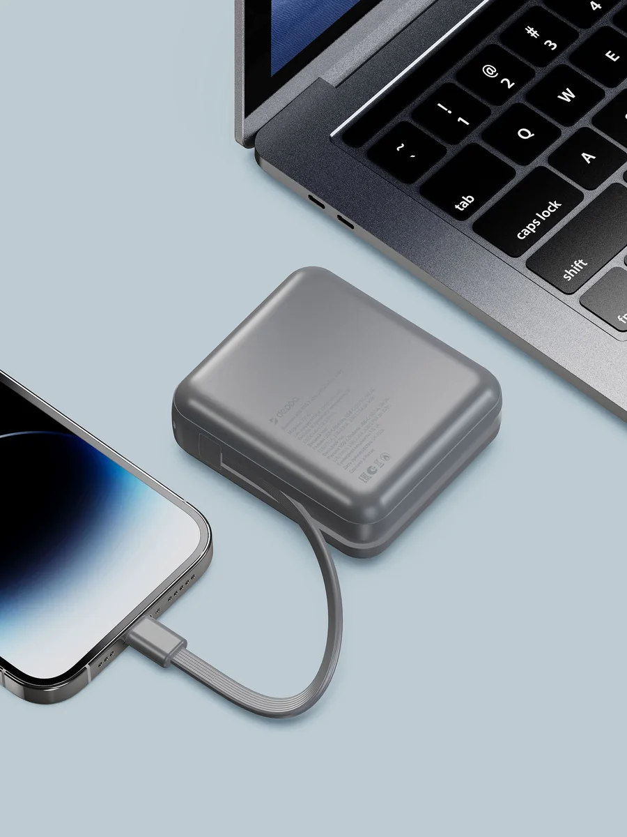 Внешний АКБ NRG Turbo Cable 10000 mAh, 35Вт, графит, Deppa