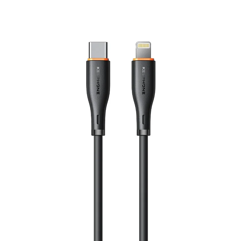 Кабель Keephone Liquid Silicone 27W USB-С - Lightning 1m (Black)