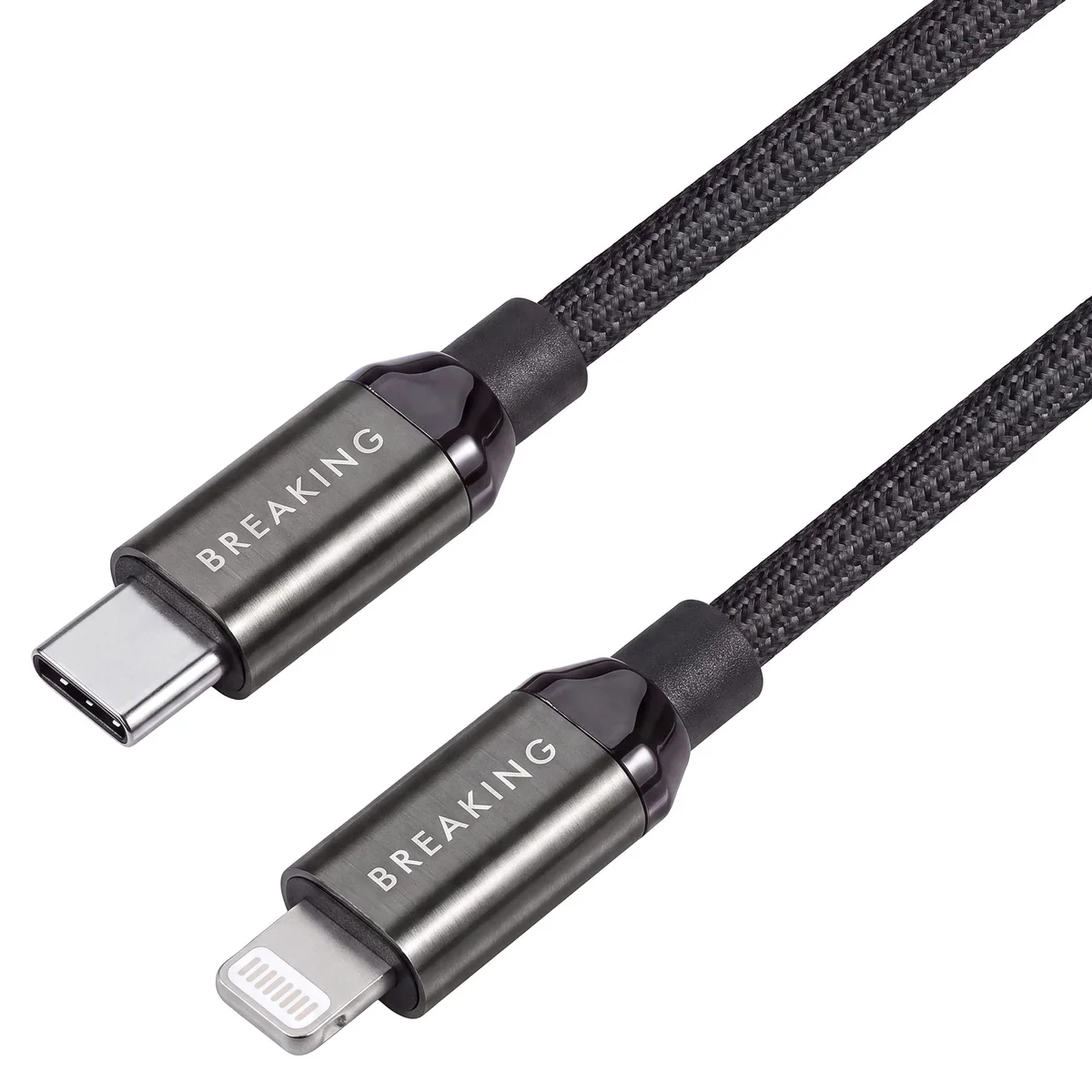 Кабель Breaking Graphite K39 USB-C - Lightning 27W, 1m, черный