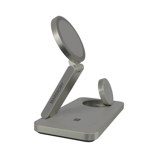 Беспроводная зарядная станция Magssory Yoga 3 в 1 MagSafe 15W (Titanium)