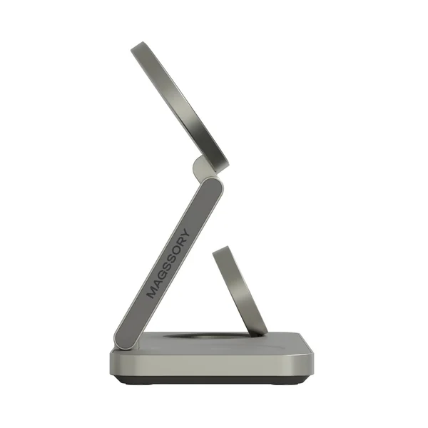 Беспроводная зарядная станция Magssory Yoga 3 в 1 MagSafe 15W (Titanium)