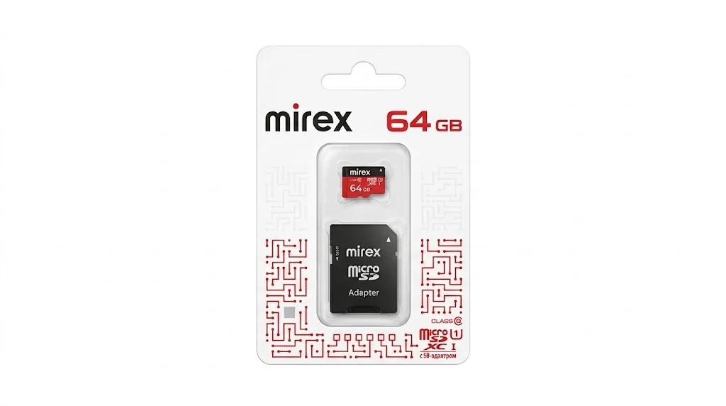 Карта памяти Mirex microSDXC с адаптером 64GB