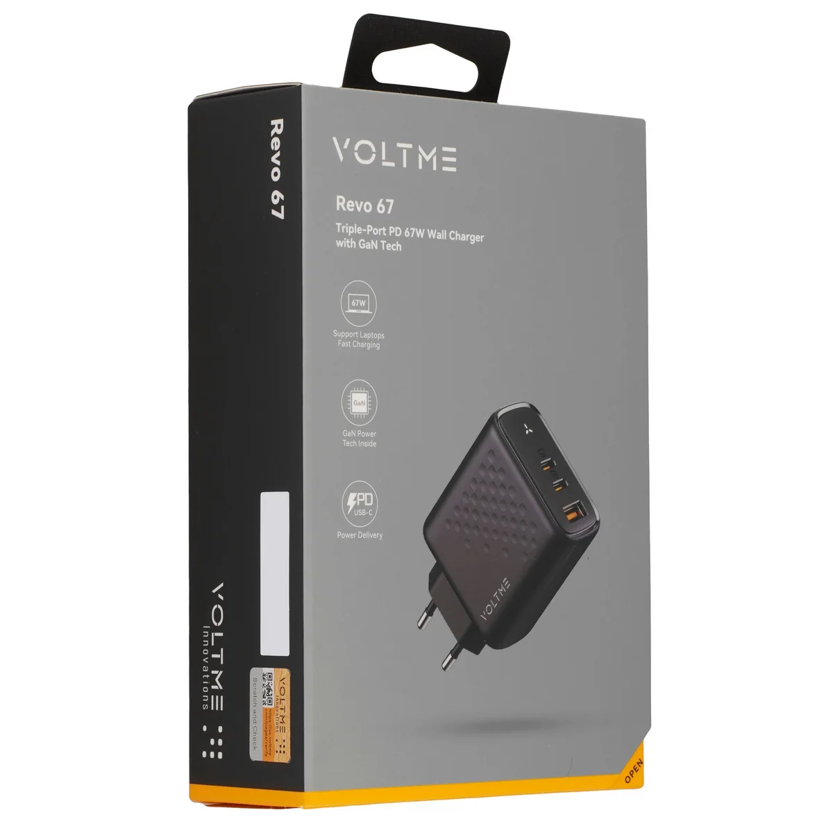 Адаптер VOLTME Revo 67CCA GaN 2xUSB-C + USB-A 67W (Black)