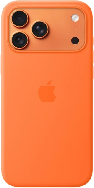 Чехол Silicone Case MagSafe 17 Pro Max оранжевый лого