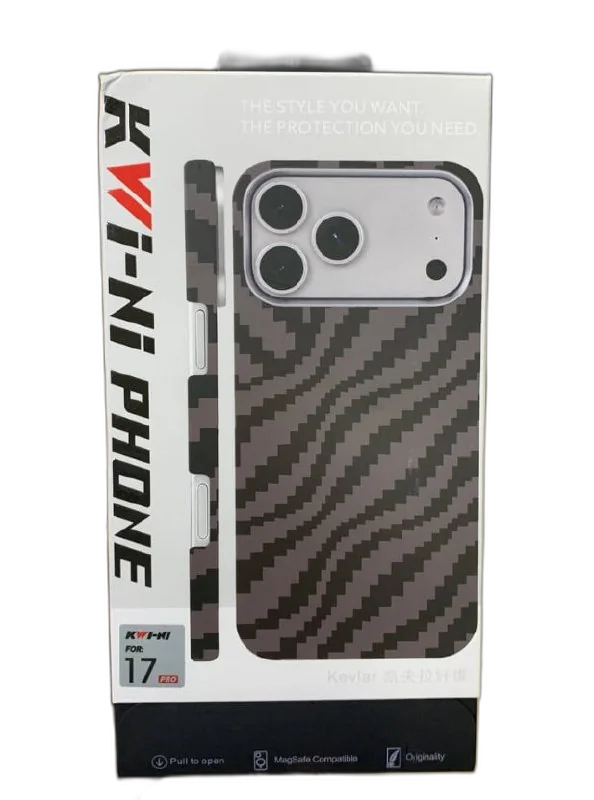 Чехол Kwi-Ni с MagSafe для iPhone 17 Pro Max / 18 Pro Max под карбон Пиксель серый