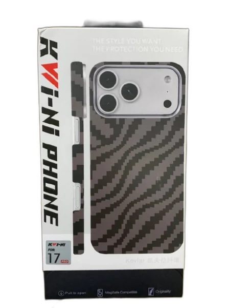 Чехол Kwi-Ni с MagSafe для iPhone 17 Pro Max / 18 Pro Max под карбон Пиксель серый