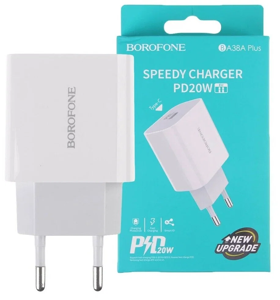 Адаптер Borofone BA38A USB-A + USB-C 20W (White)