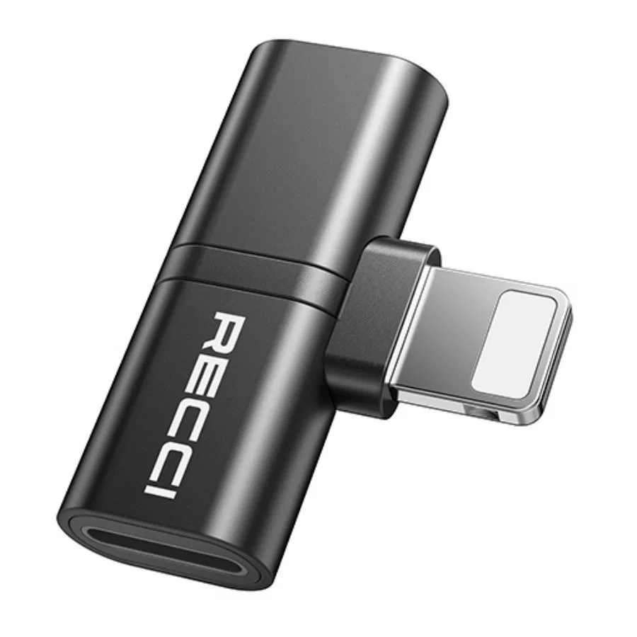 Переходник Recci RDS-A05 Lightning - 2xLightning (Black)