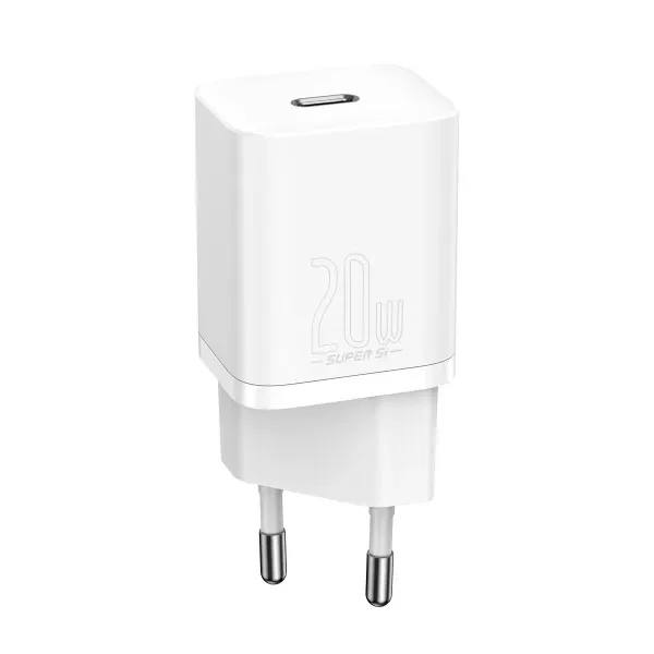 Адаптер Baseus Super Si USB-C 20W с кабелем Lightning 1m (White)