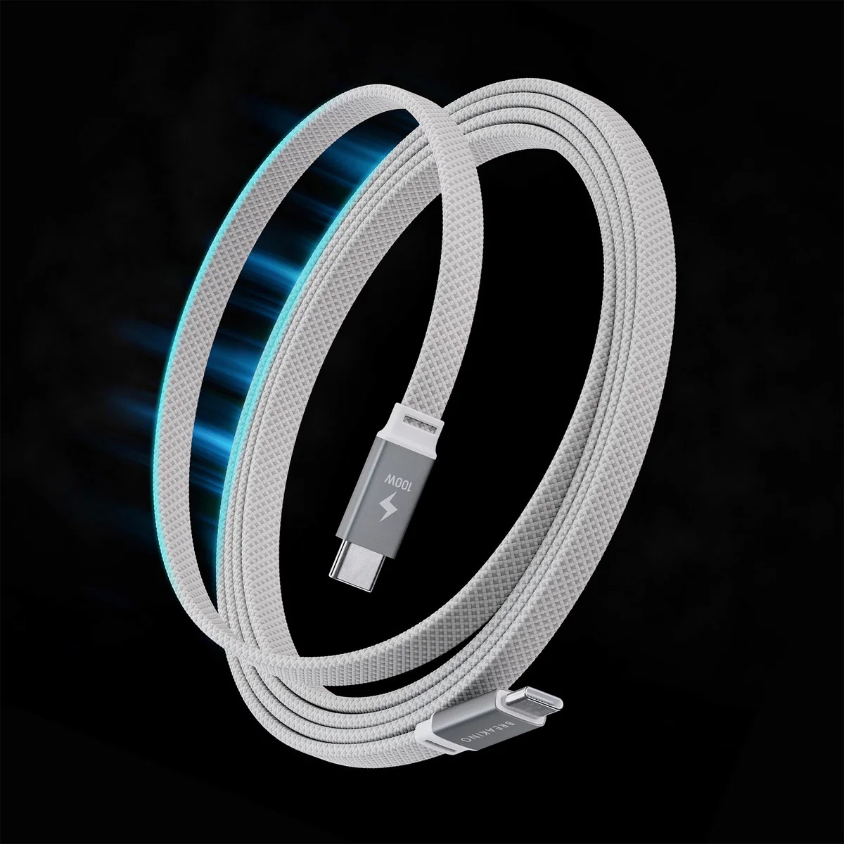 Кабель Breaking Neo Magnetic USB-C - UCB-C 100W, 1m, серебристый
