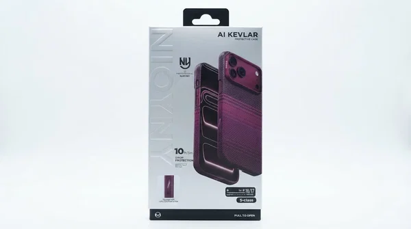 Чехол Njoyny с MagSafe для iPhone 17 Pro Max / 18 Pro Max под карбон (Burgundy Rise)