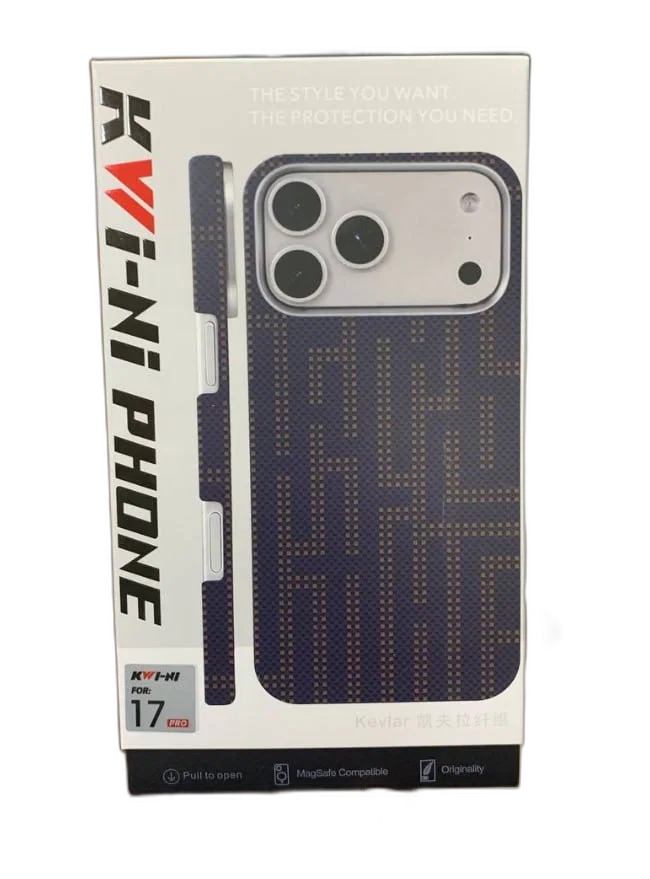 Чехол Kwi-Ni с MagSafe для iPhone 17 Pro / 18 Pro  под карбон темно синий