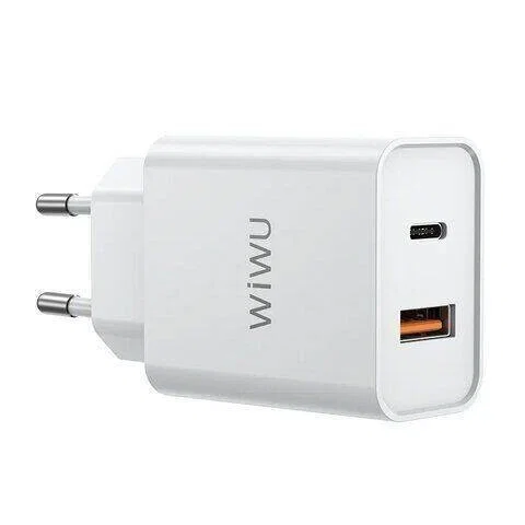 Адаптер Wiwu Nano GaN USB-A + USB-C 65W (White)