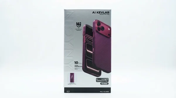 Чехол Njoyny с MagSafe для iPhone 17 Pro / 18 Pro под карбон (Burgundy)