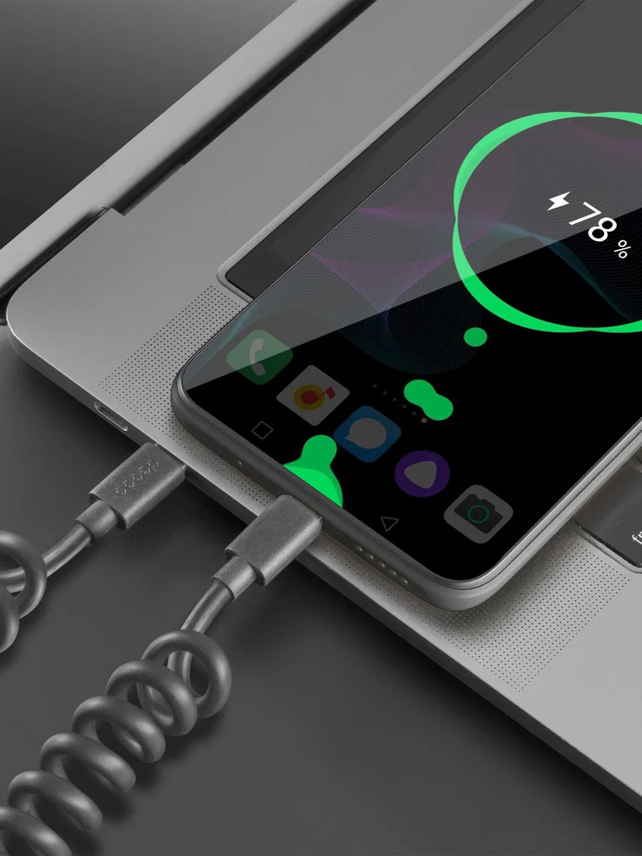 Кабель Deppa Spiral USB-C - USB-C, витой 1.5m, черный