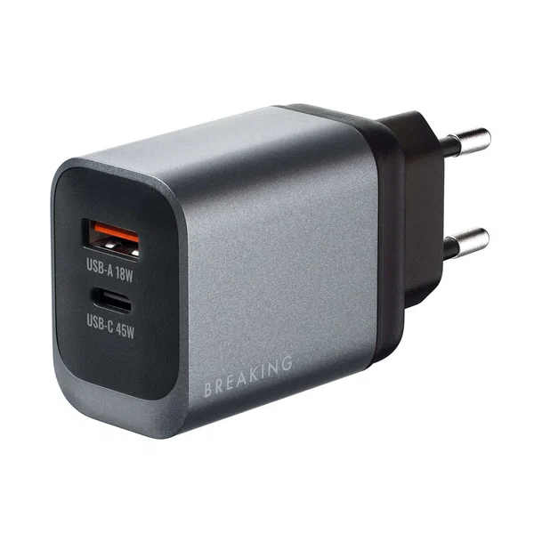 Адаптер Breaking WC21 USB-A + USB-C 45W (Graphite)