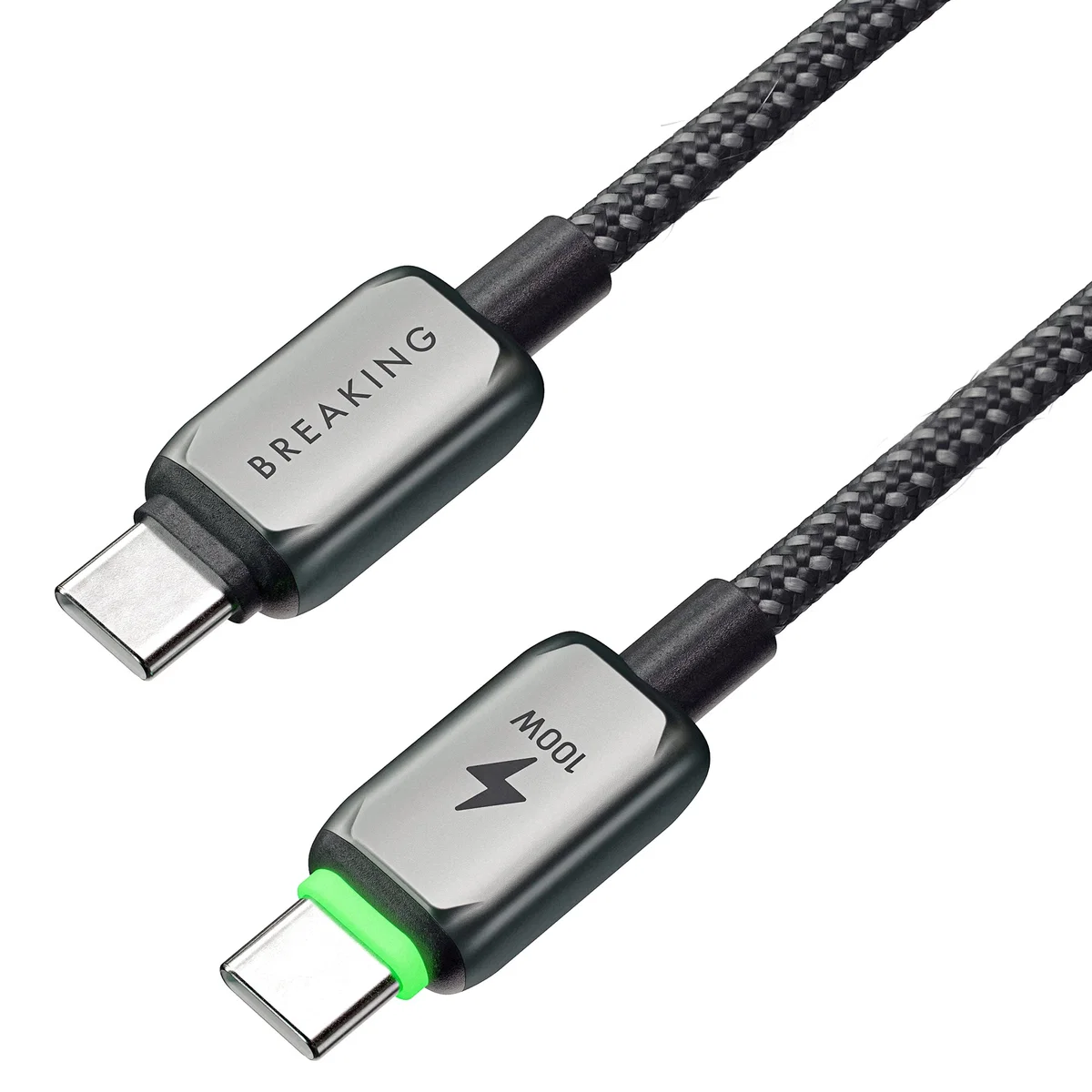 Кабель Breaking Deep USB-C - UCB-C 100W, 1m, черный