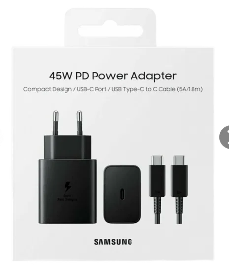 Адаптер Samsung USB-C 45W с кабелем USB-C 1.8m (Black)