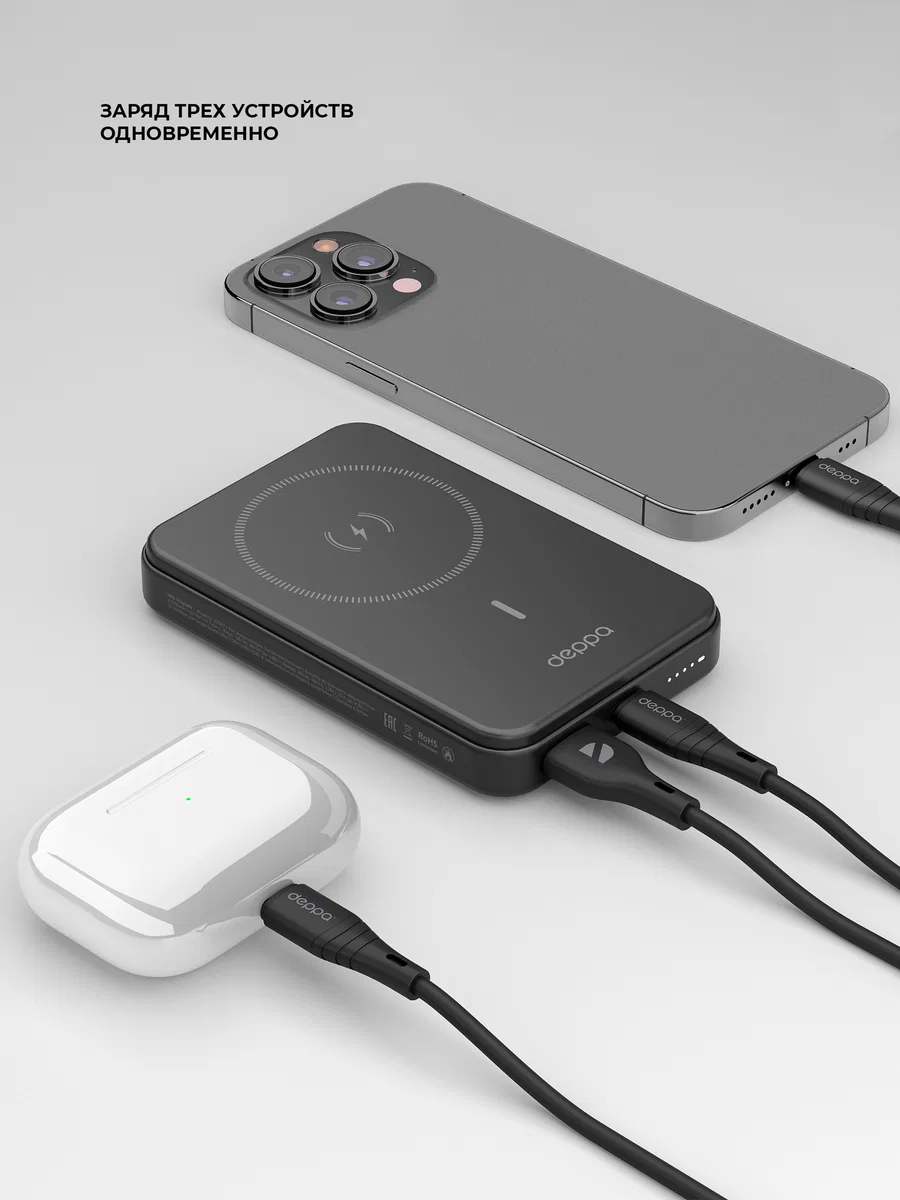 Внешний аккумулятор Deppa NRG MagSafe 10000mah 15W