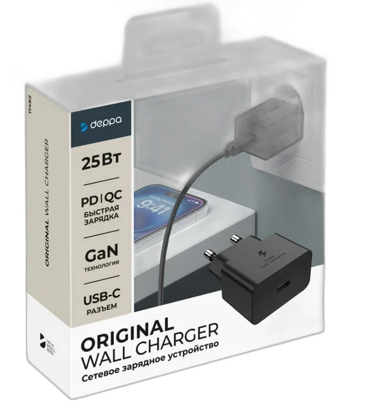 Адаптер Deppa Original S GaN USB-C 25W (Black)