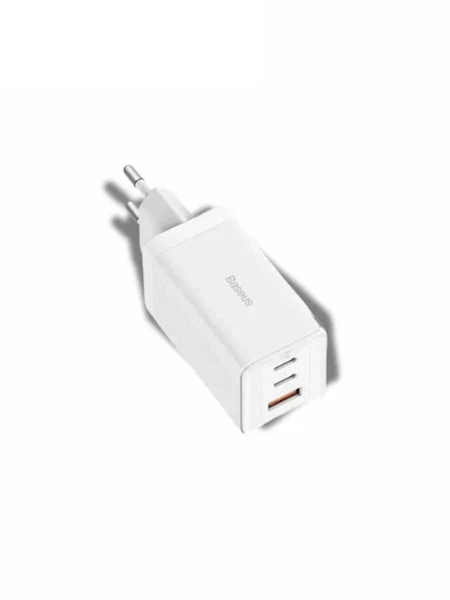 Адаптер Baseus GaN5 Pro 2xUSB-C + USB-A 65W (White)