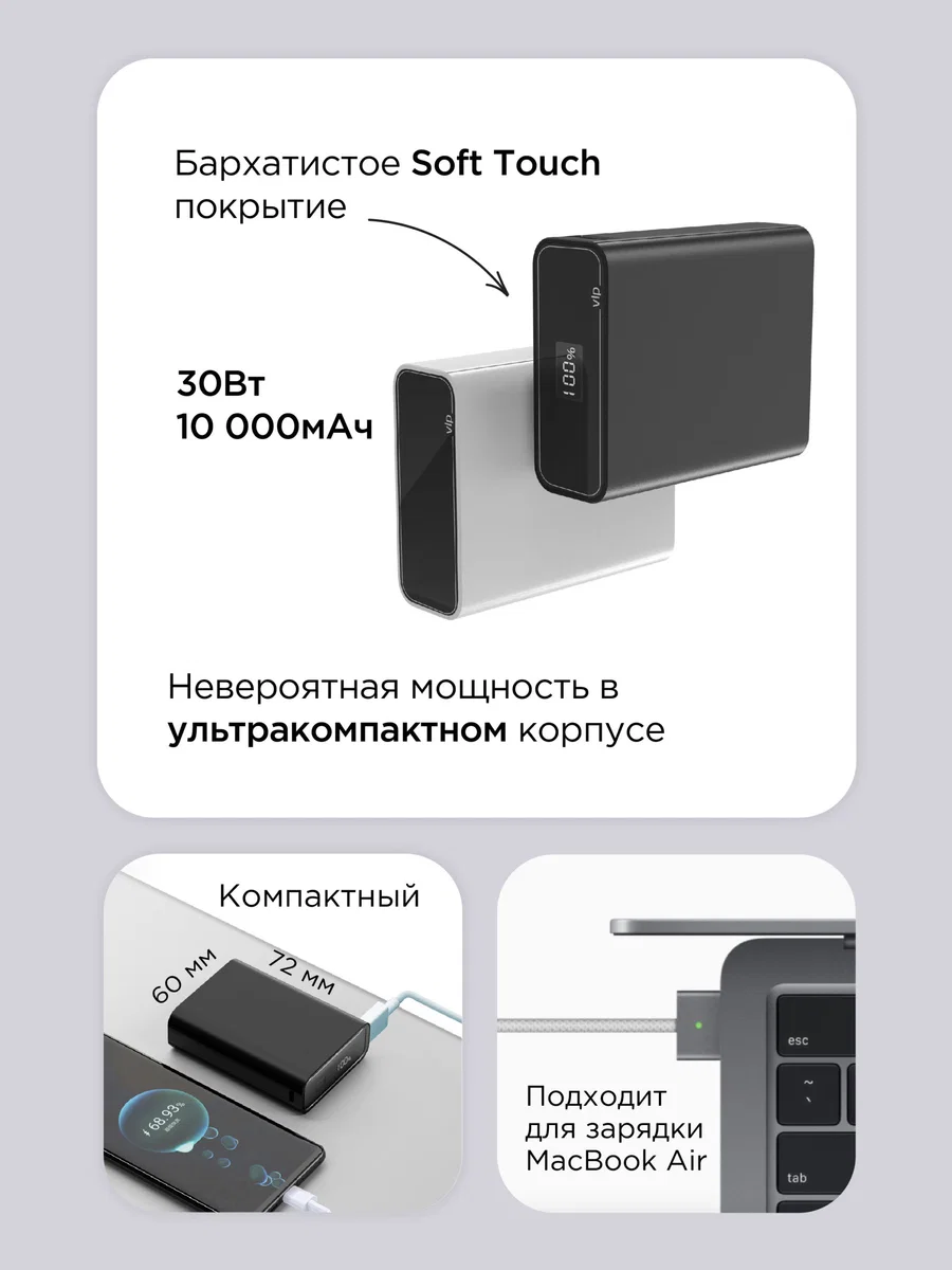 Внешний аккумулятор VLP B-Energy 10000mah (черный)