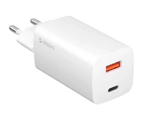 Адаптер Deppa Wall Charger GaN USB-A + USB-C 65W (White)