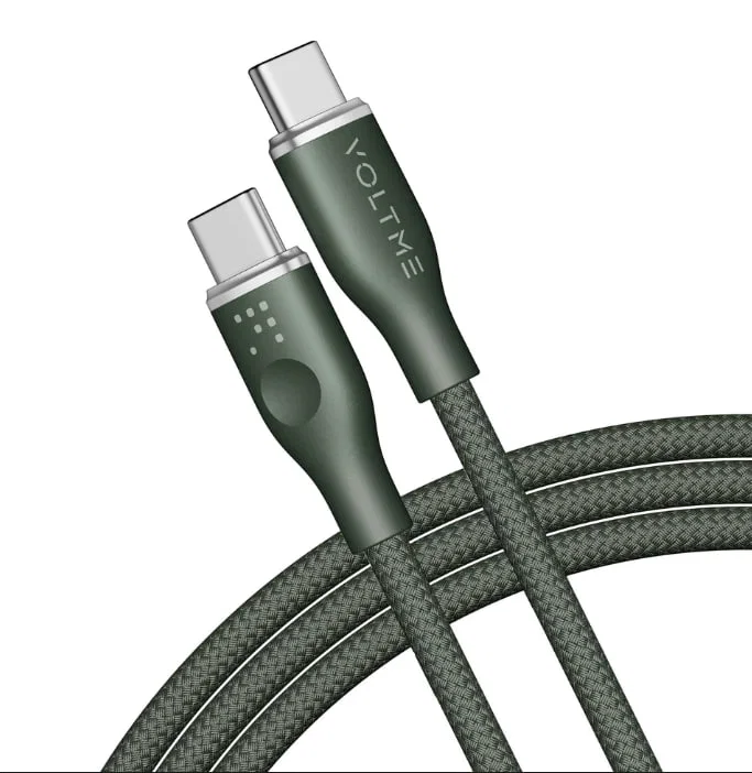 Кабель USB2.0 CTC 5A, USB-С - USB-C, 240W, 1.2м, Зеленый, VOLTME
